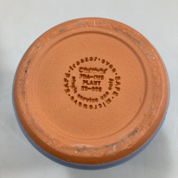 2 La Fermiere Blue Glazed Terra Cotta Yogurt Pots - Picture 3 of 3